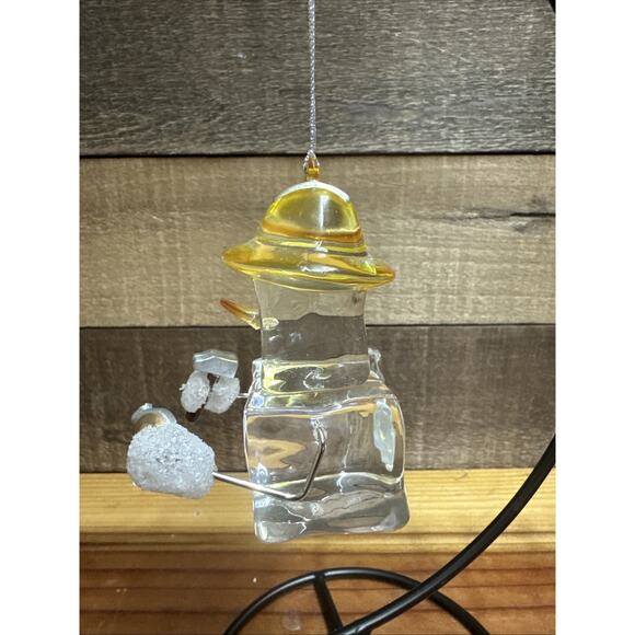 Ice Cube Construction Worker Snowman Acrylic Christmas Ornament - Picture 2 of 4